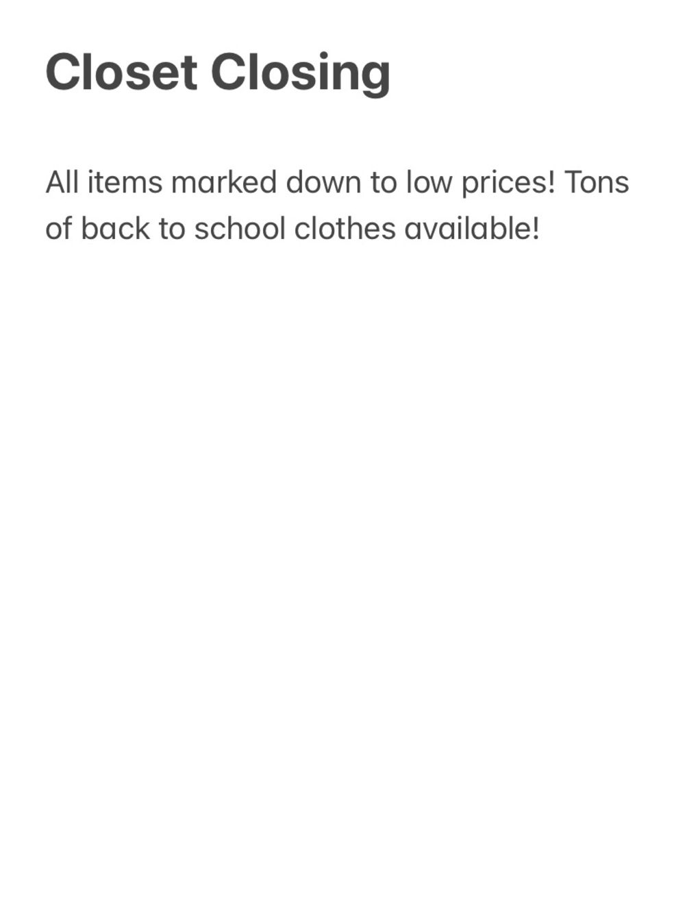 Closet Closing!!